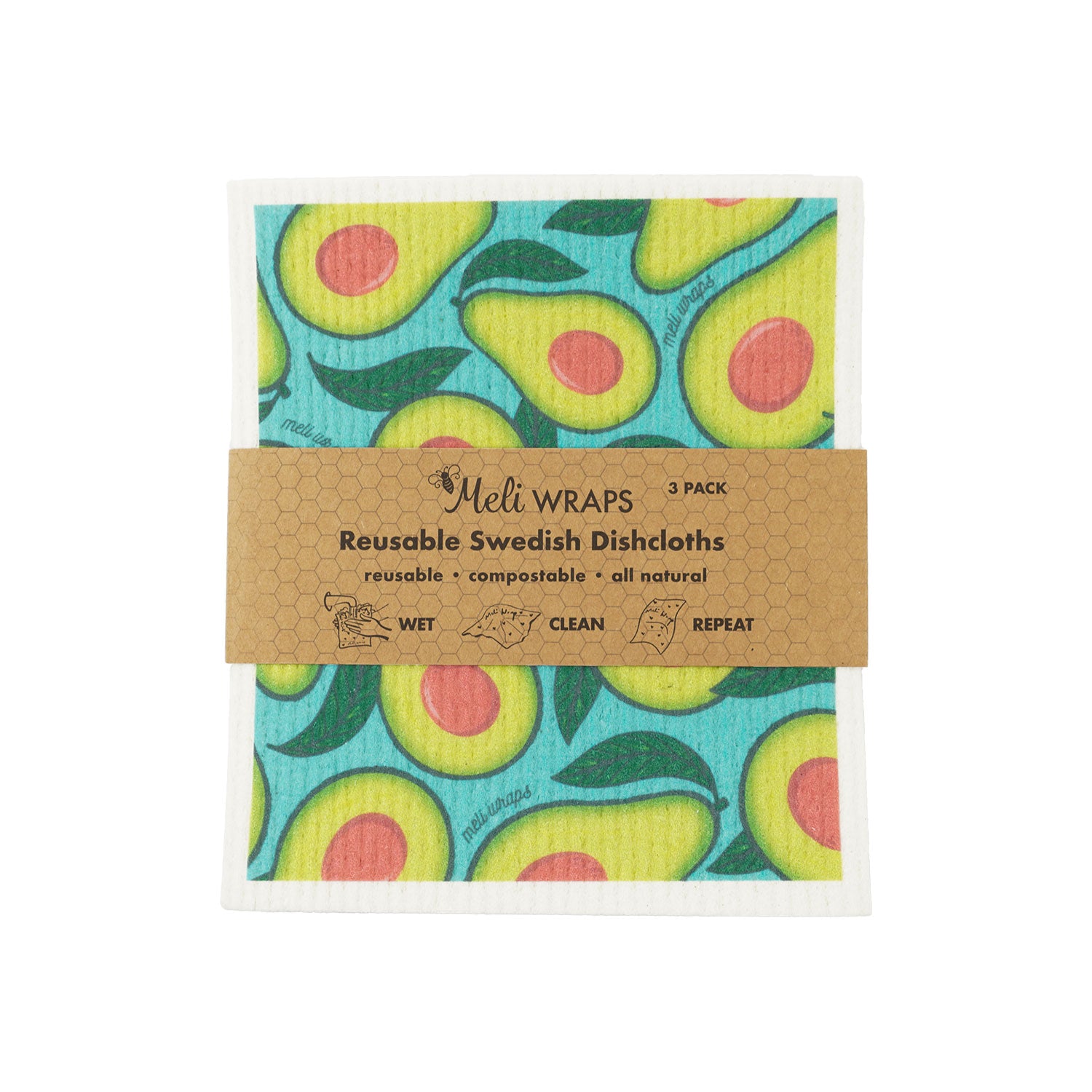 Swedish Dish Cloth 3 Pack - Avocado