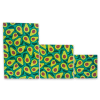 Reusable Handmade Organic Beeswax Food Wraps 3 Pack - Avocado