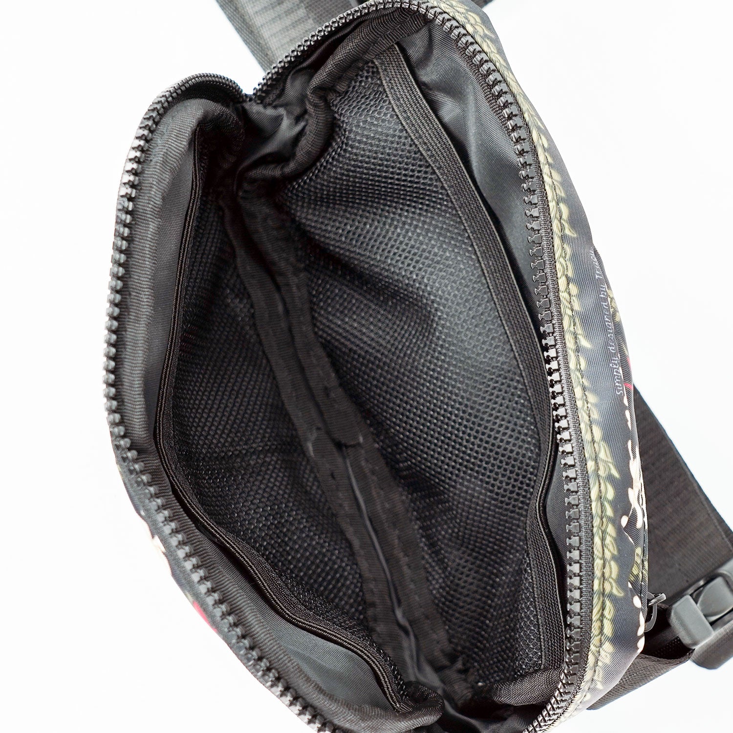 Custom Designed Waist Bag - Black Heliconia