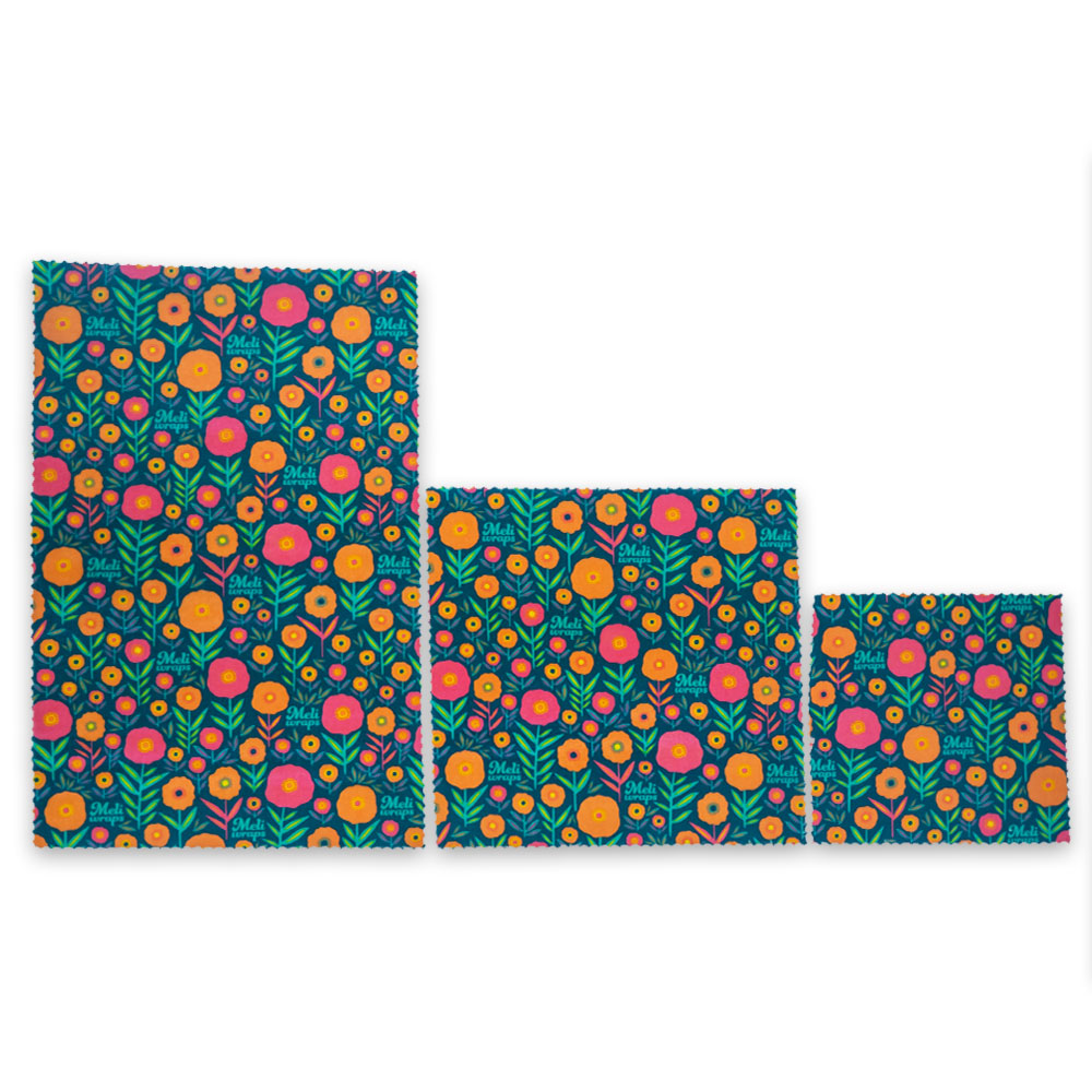 Reusable Handmade Organic Beeswax Food Wraps 3 Pack - Bloom