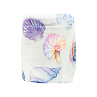 Bamboo Organic Cotton Blue Shells 47" Swaddling Blanket