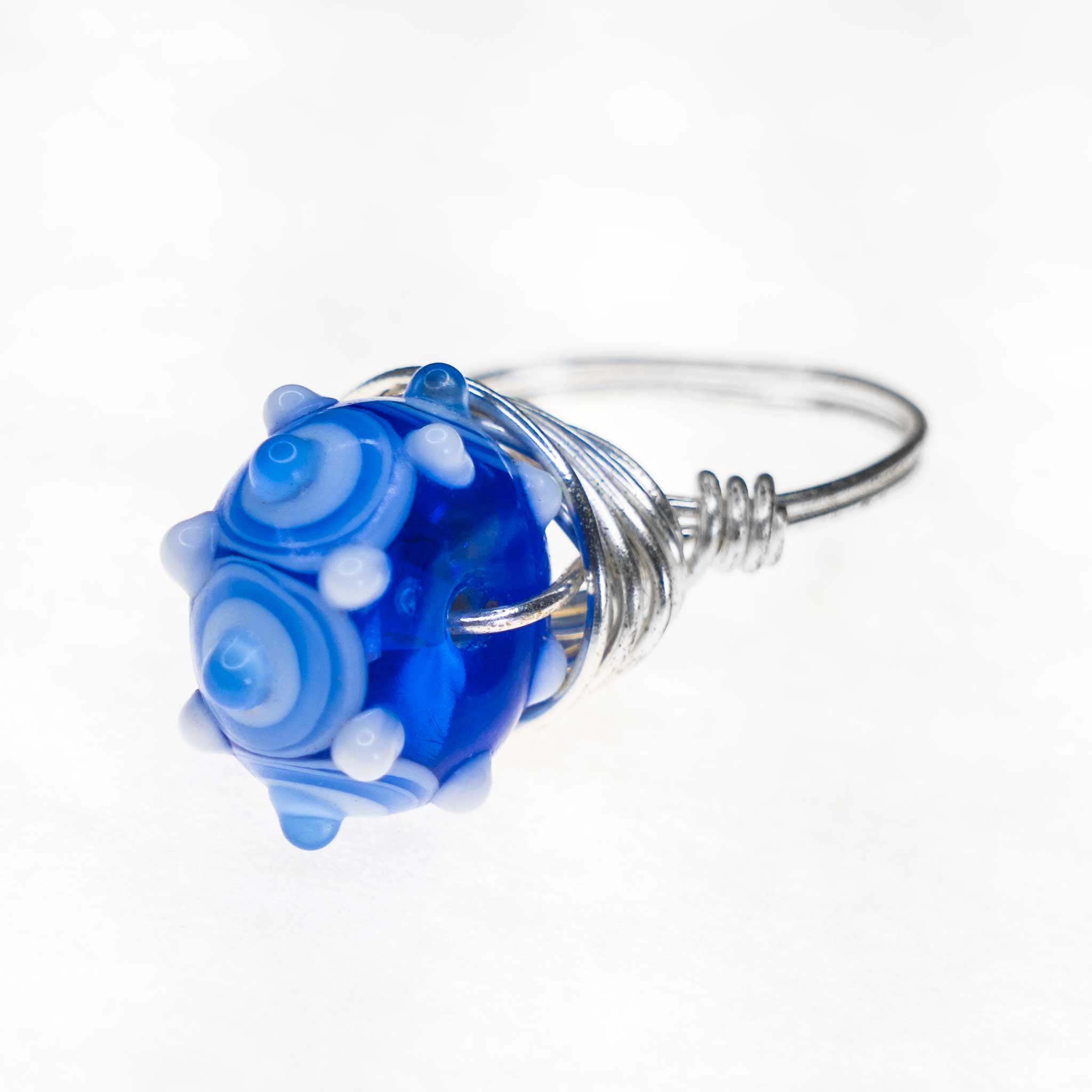 Blue Swirl Wire Ring