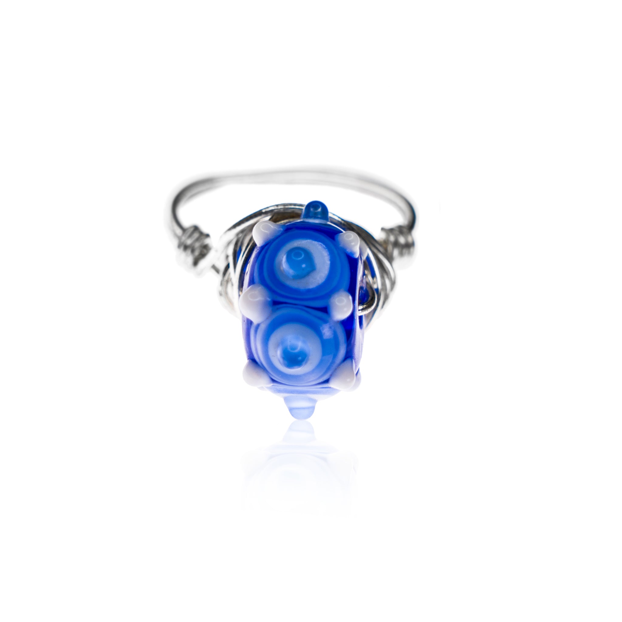 Blue Swirl Wire Ring