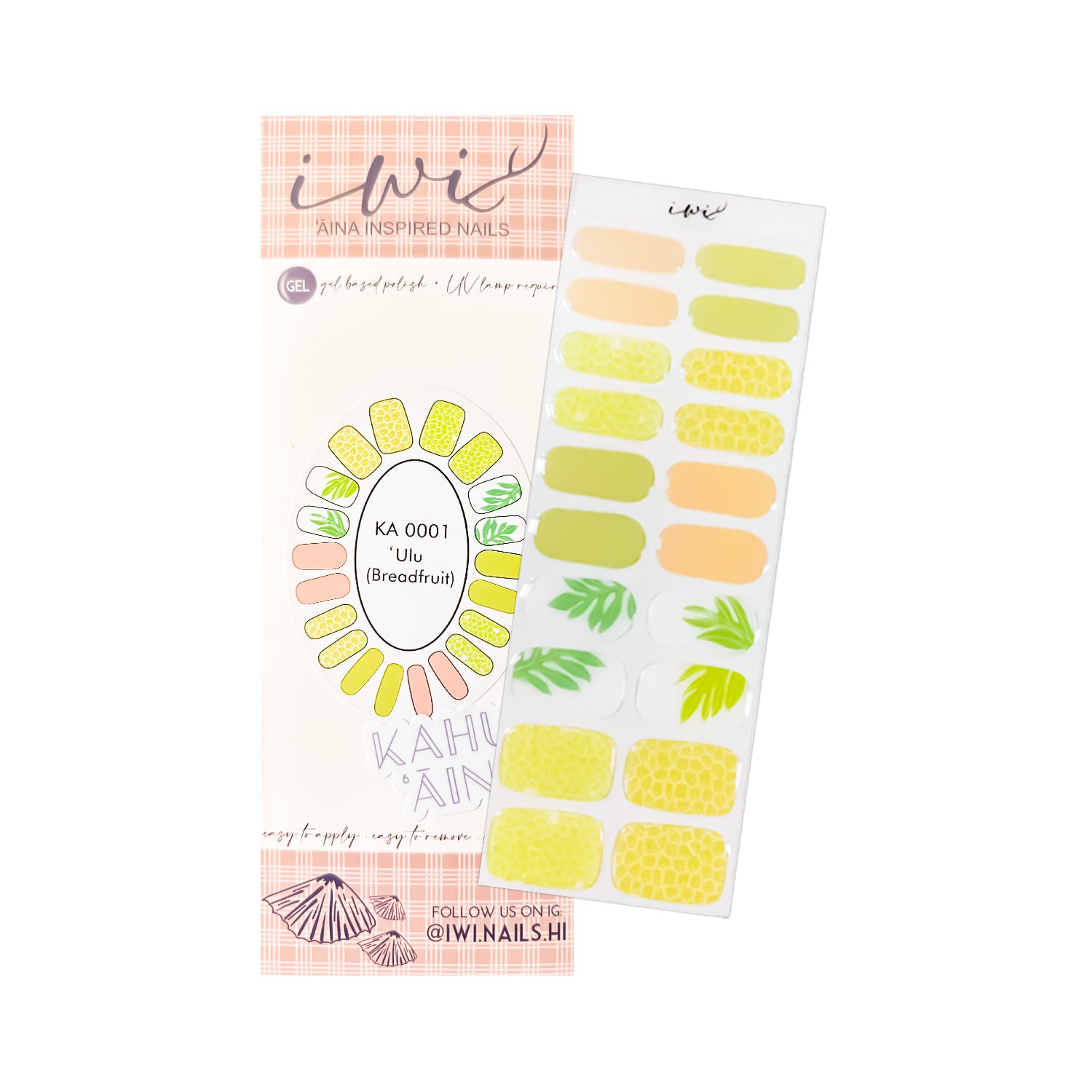 Long-Lasting Gel Nail Strips - ʻĀina Inspired Breadfruit Design