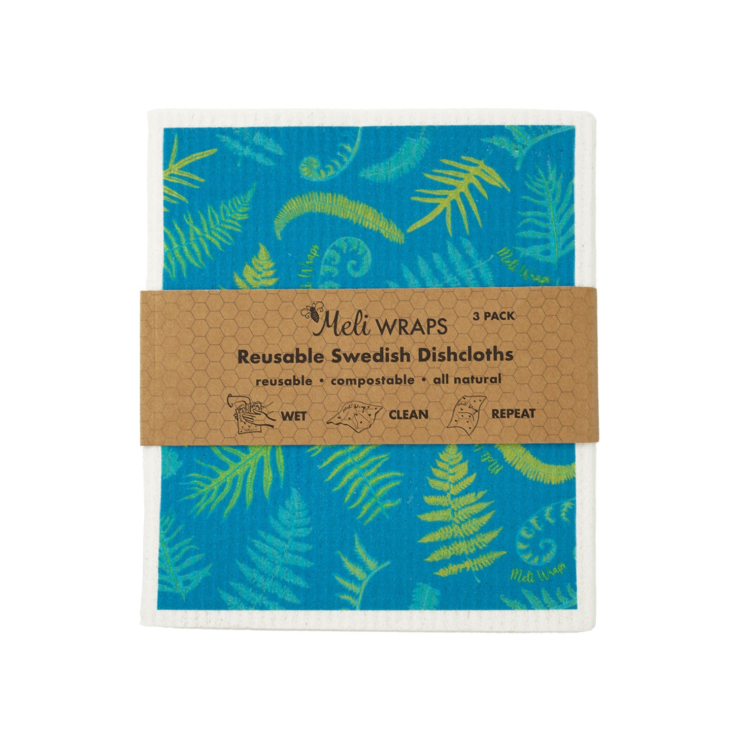 Swedish Dish Cloth 3 Pack - Fern