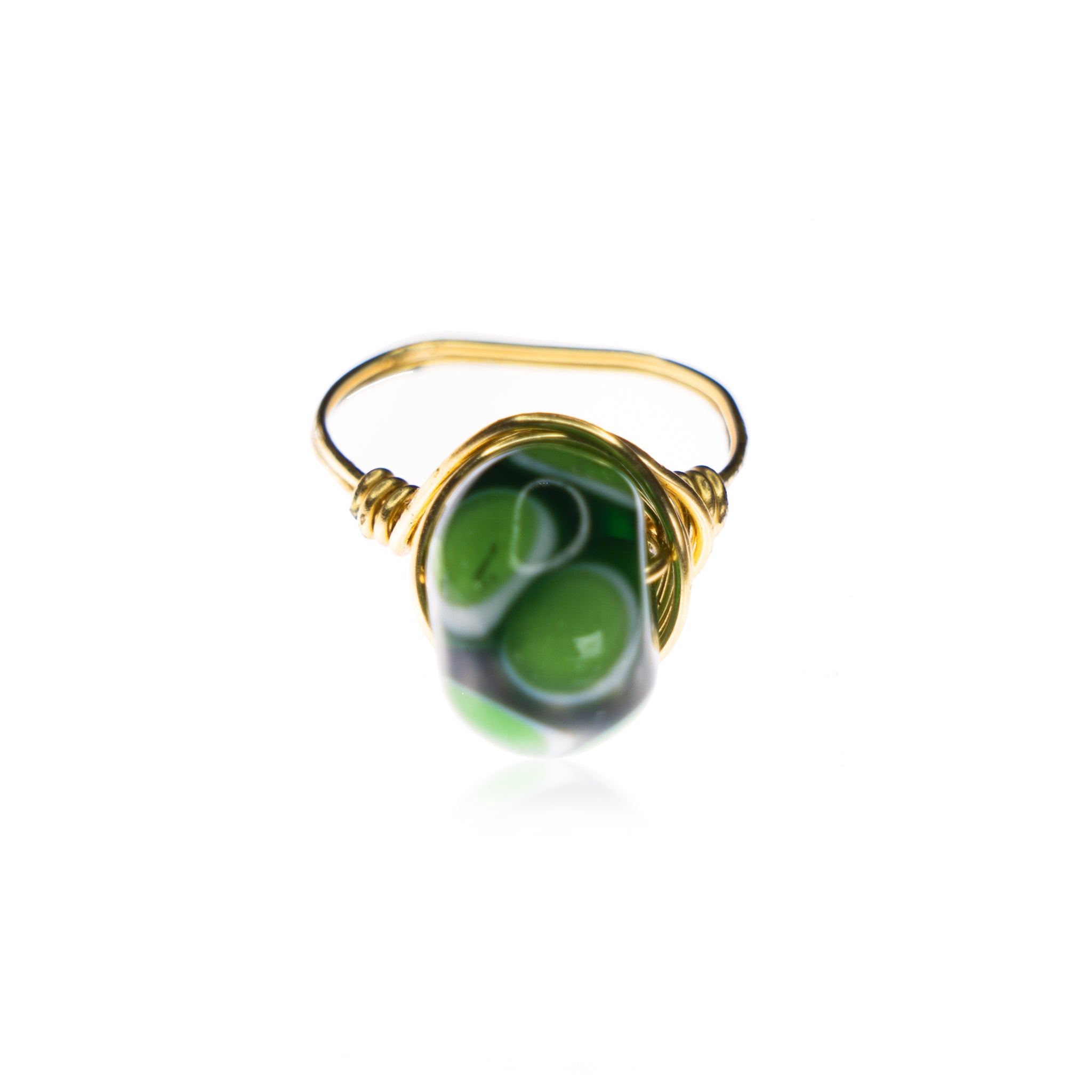 Green Dot Wire Ring