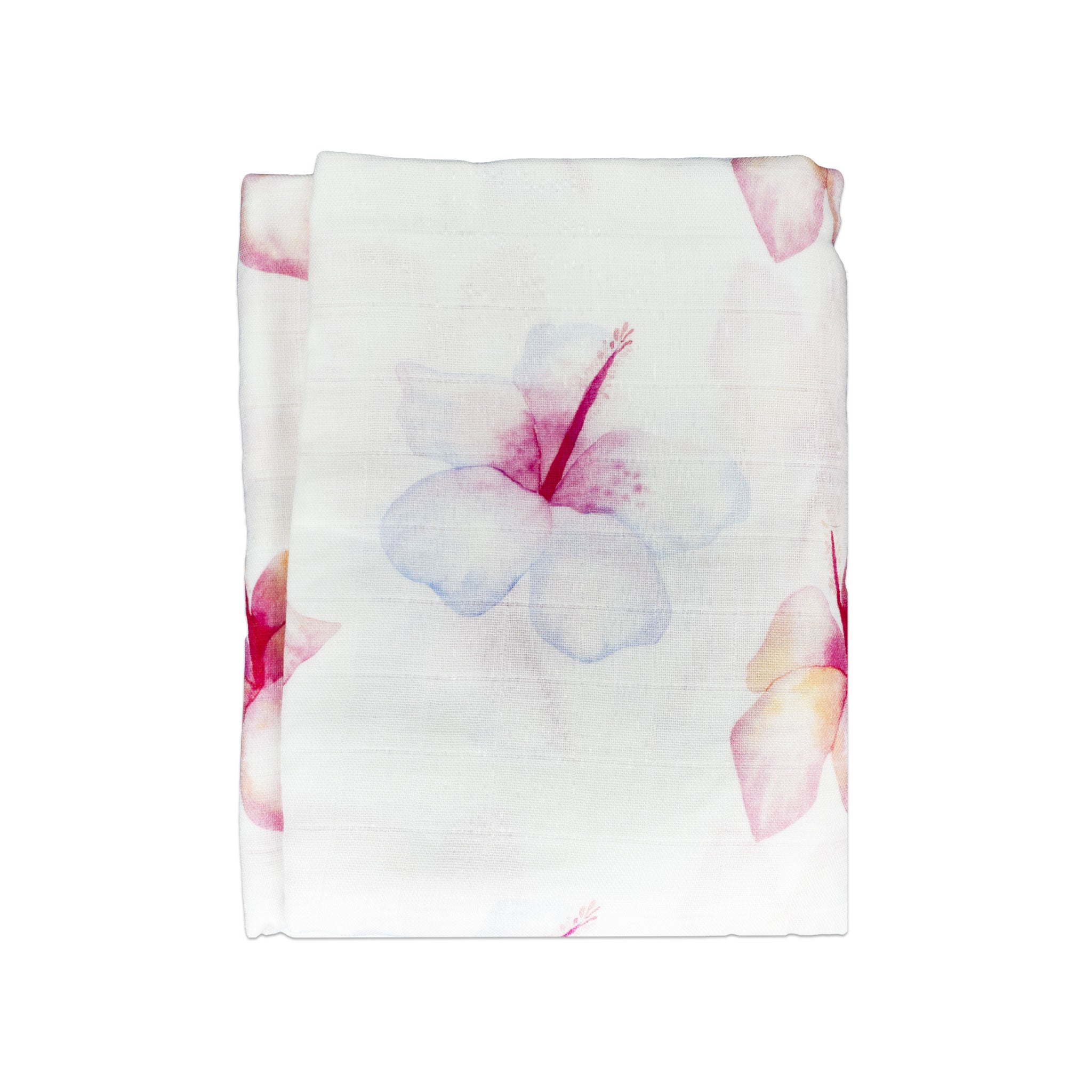 Bamboo Organic Cotton Hibiscus 47" Swaddling Blanket