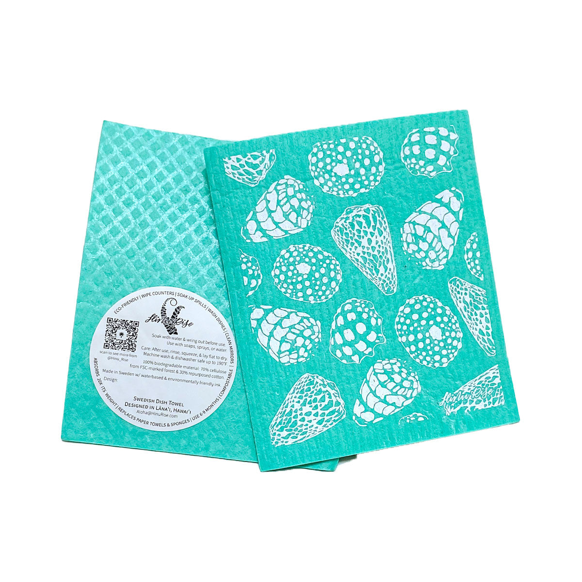Swedish Eco-Friendly Dishcloth - Teal Ocean Shells
