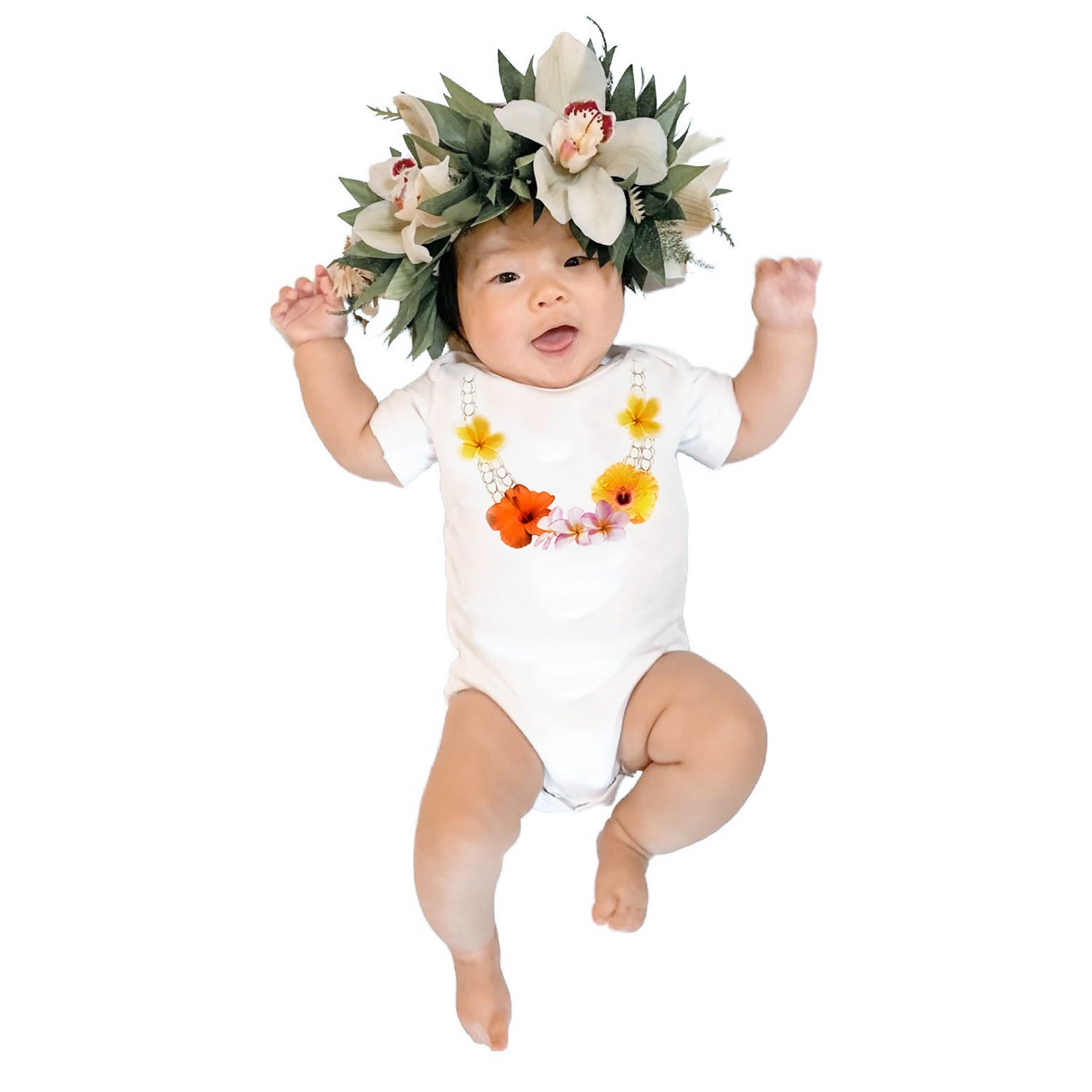 Colorful Lei Bamboo Cotton Baby Onesie