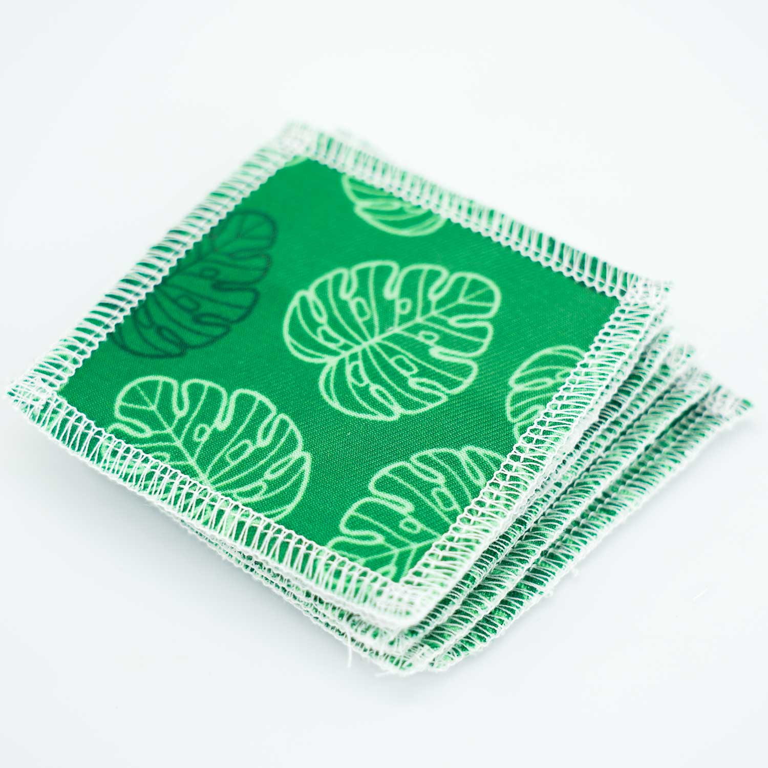 Reusable Sustainable 3" Cloth Face Pads - Monstera Leaf
