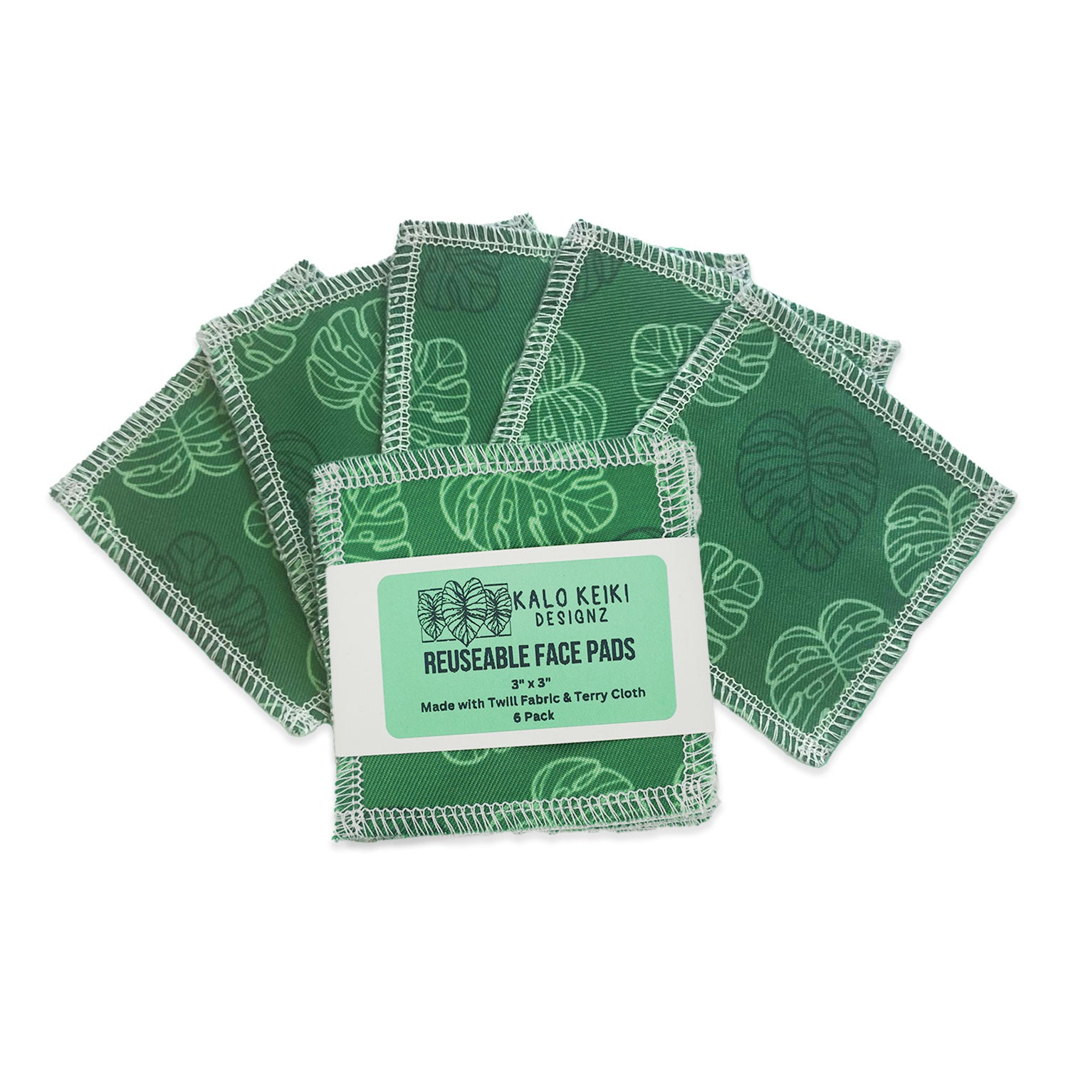 Reusable Sustainable 3" Cloth Face Pads - Monstera Leaf