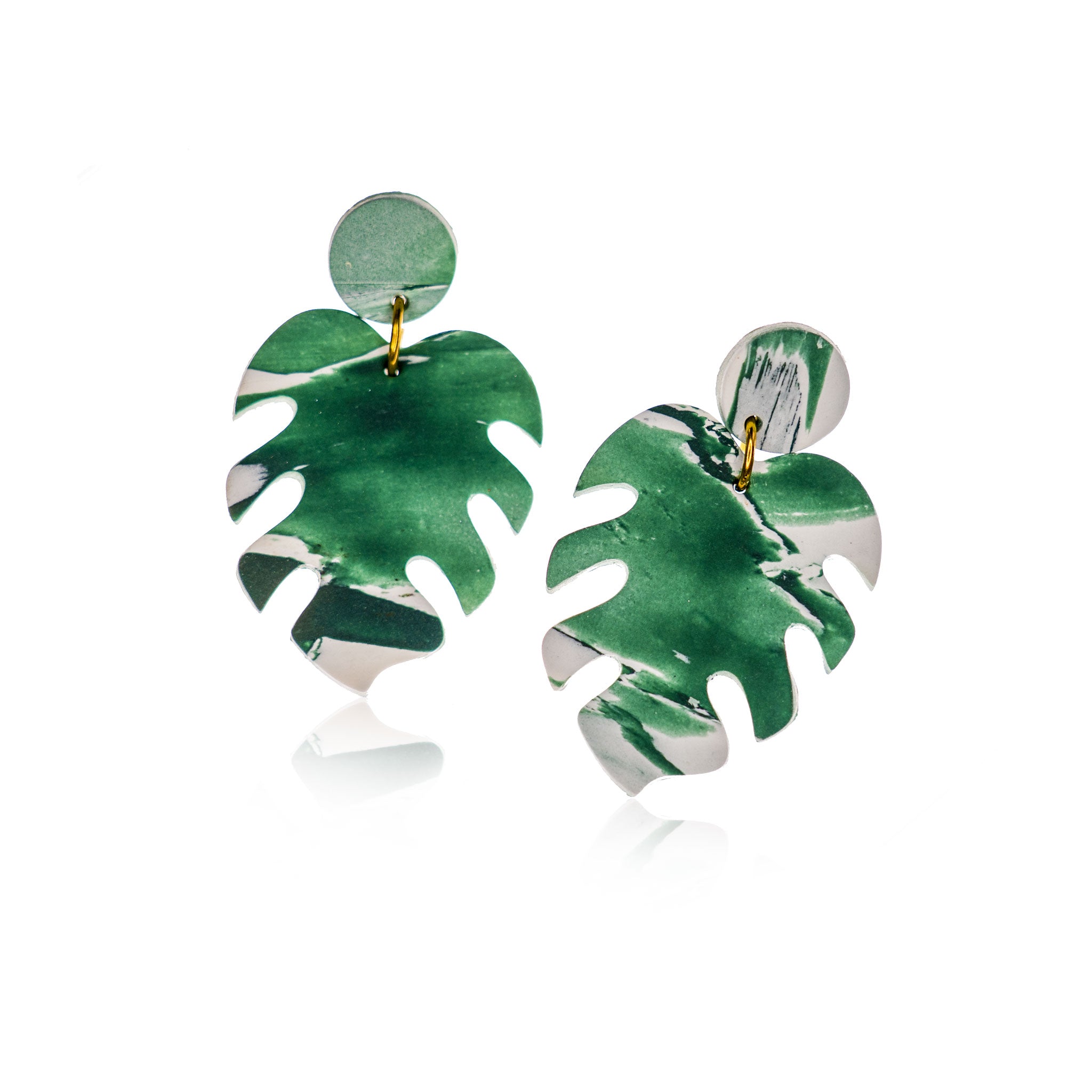 Handmade Polymer Clay Monstera Earrings