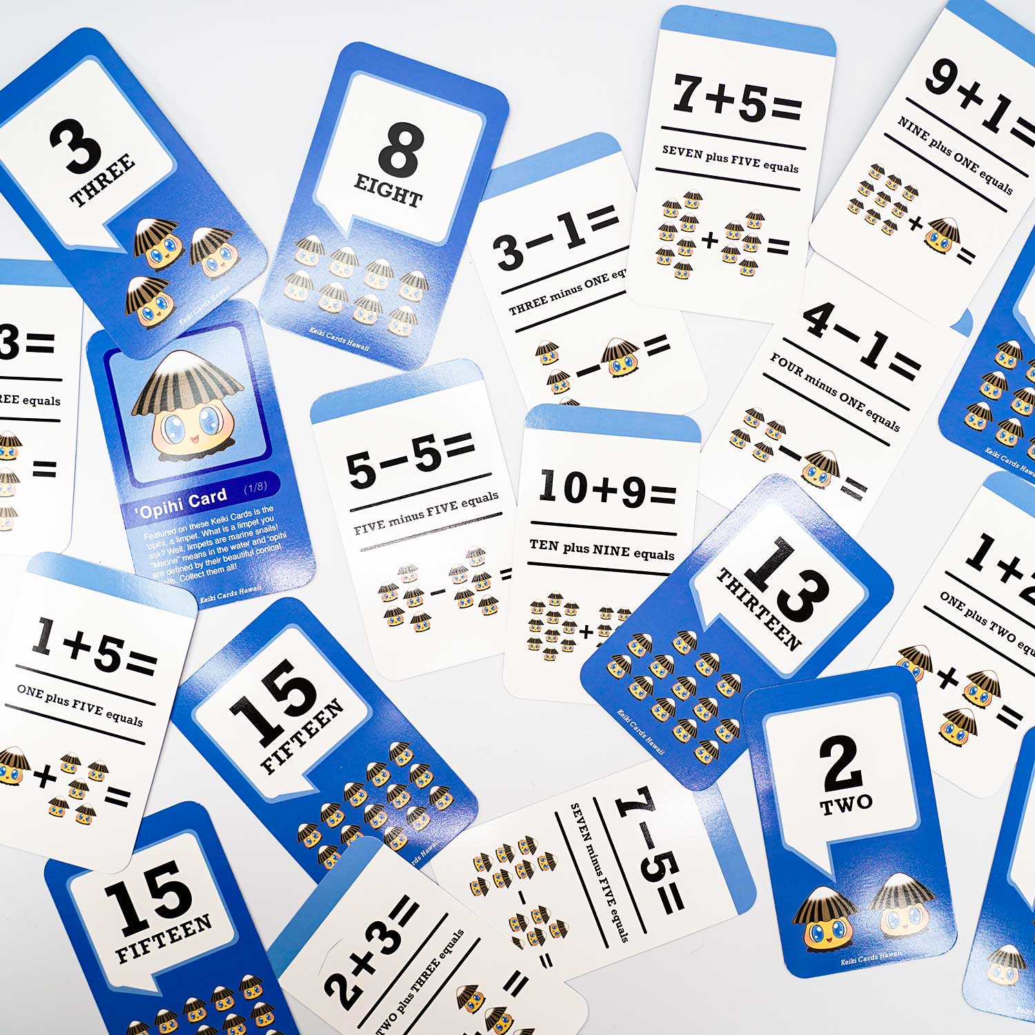 Hawaiian Educational Math Flashcards - Add & Subtract ʻOpihi