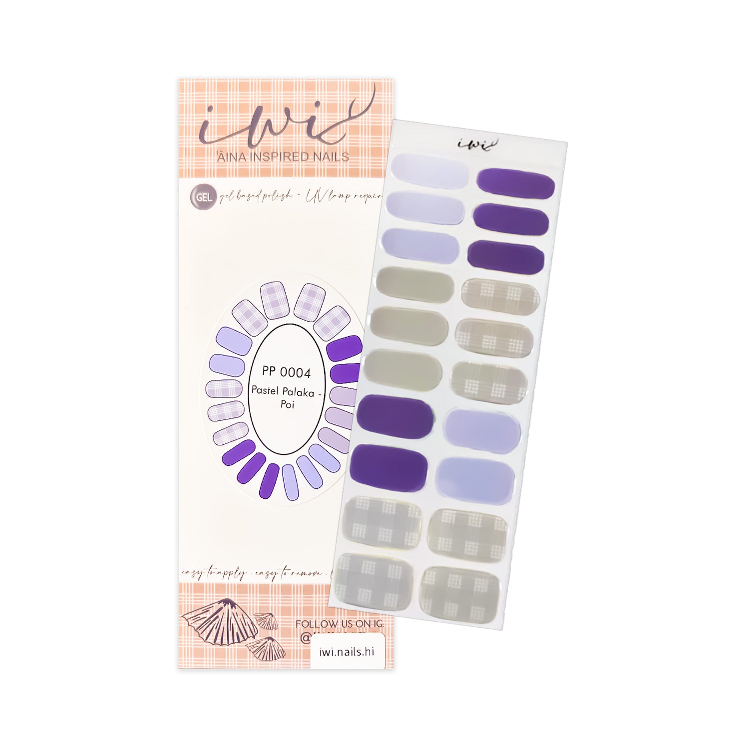 Long-Lasting Gel Nail Strips - ʻĀina Inspired Purple Poi Design