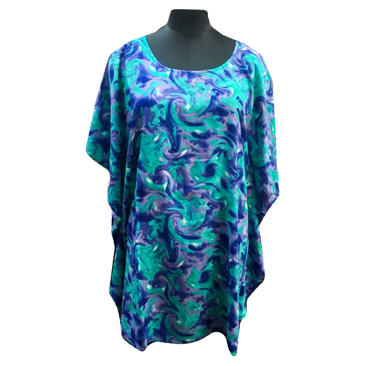 Purple and Teal Swirl Poncho Mini Dress