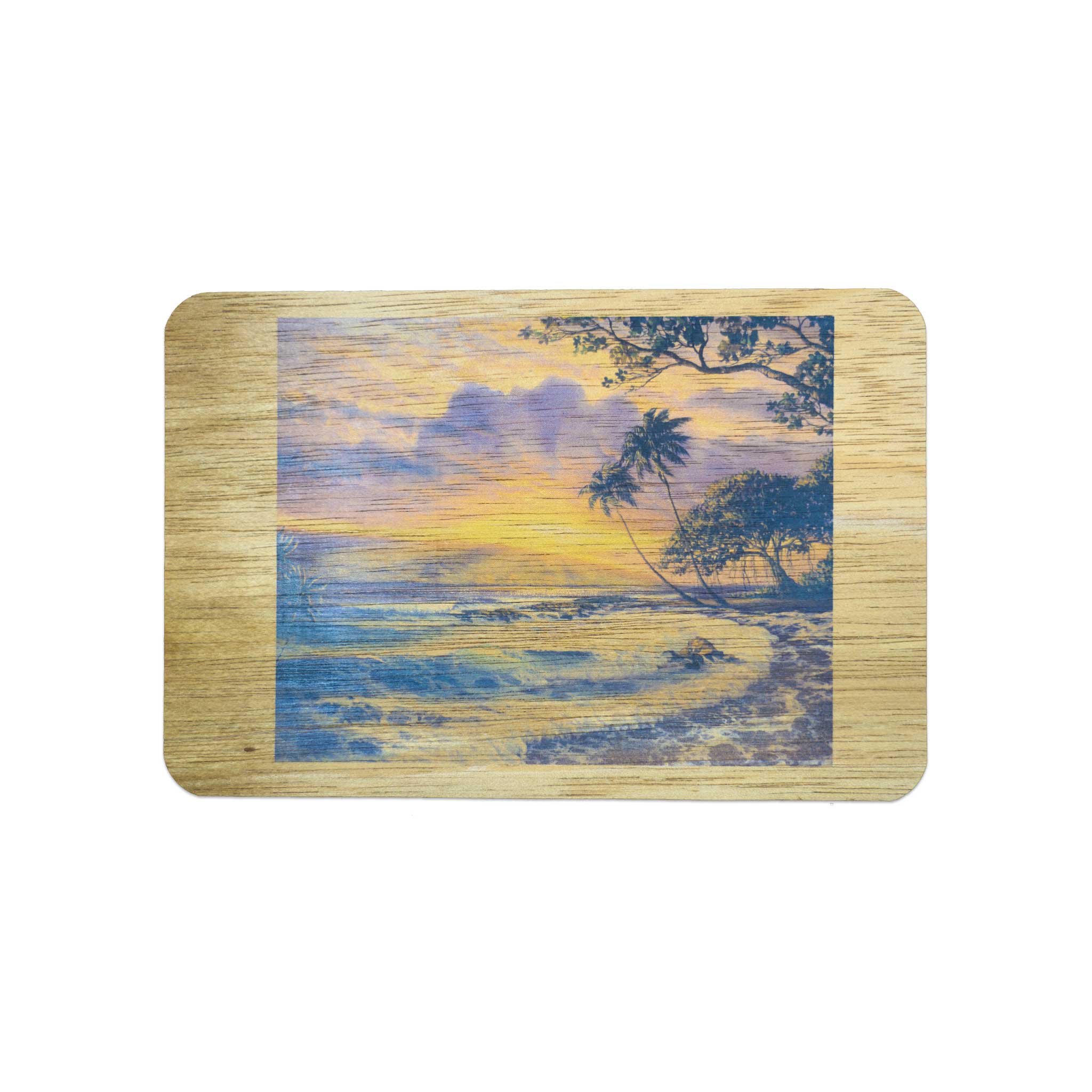 Koa Wood Veneer Handmade Postcard - Hawaiian Beach
