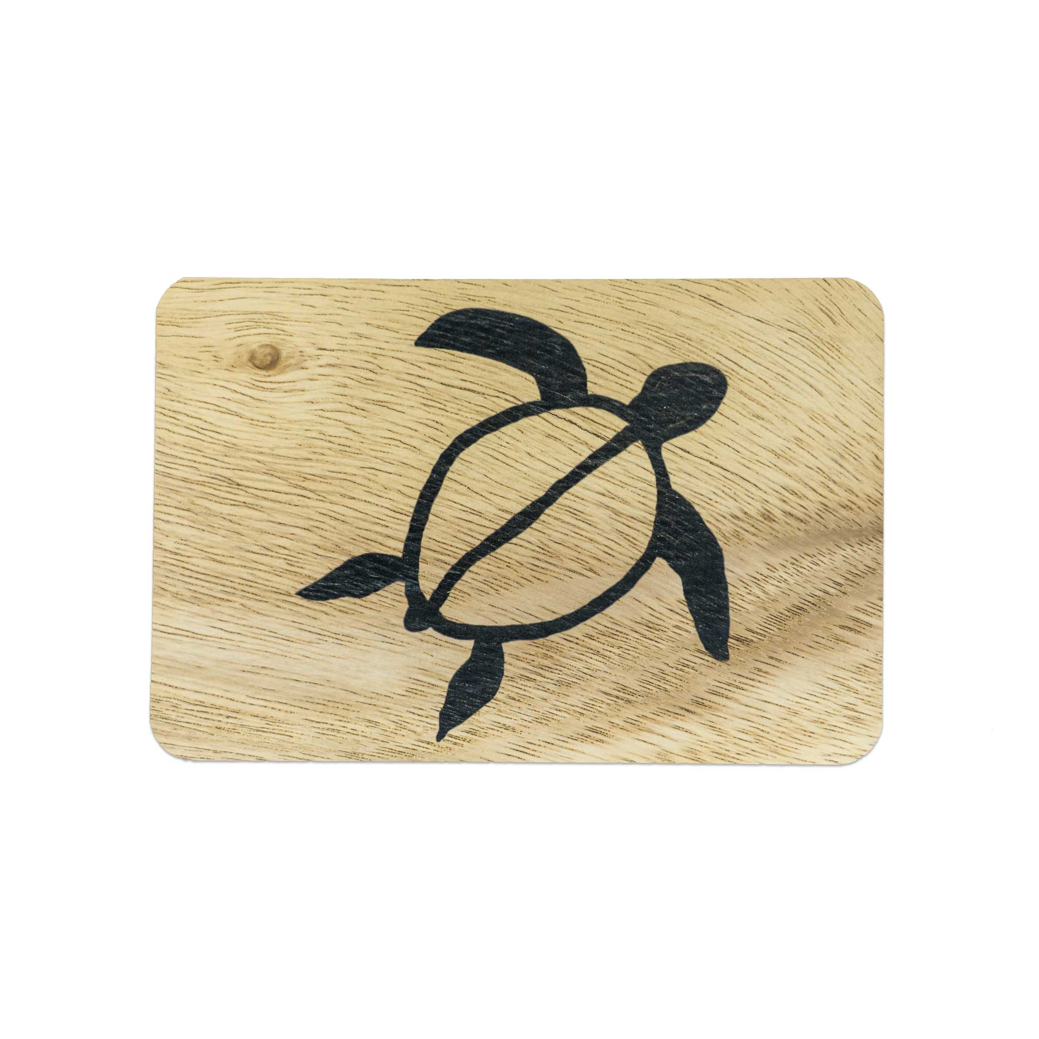 Koa Wood Veneer Handmade Postcard - Honu Petroglyph