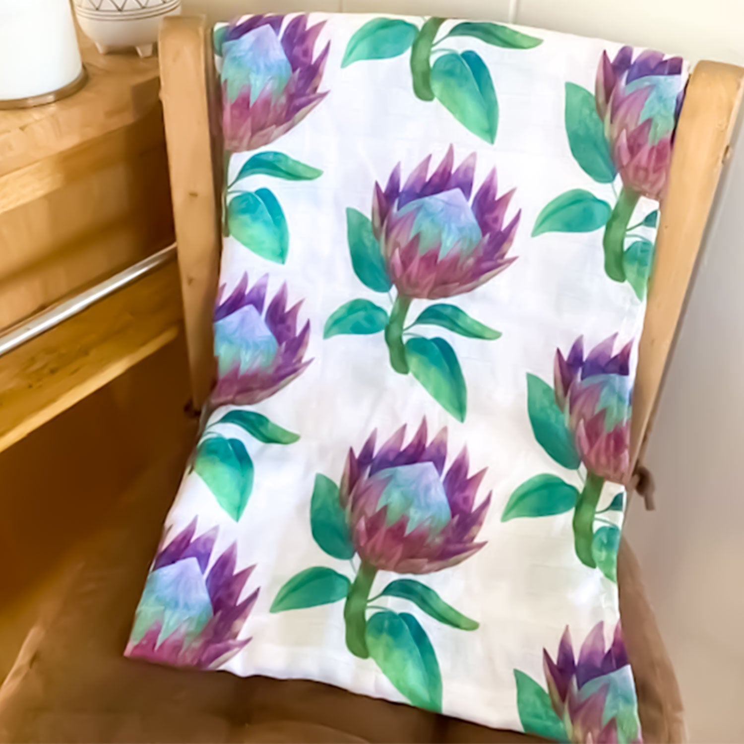 Bamboo Organic Cotton Protea 47" Swaddling Blanket