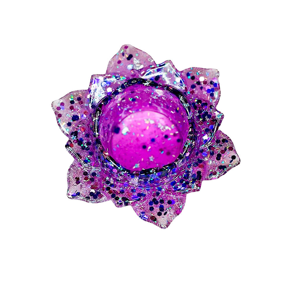 Dazzling Handmade Resin Lotus Votive Holders / Catchall - Violet