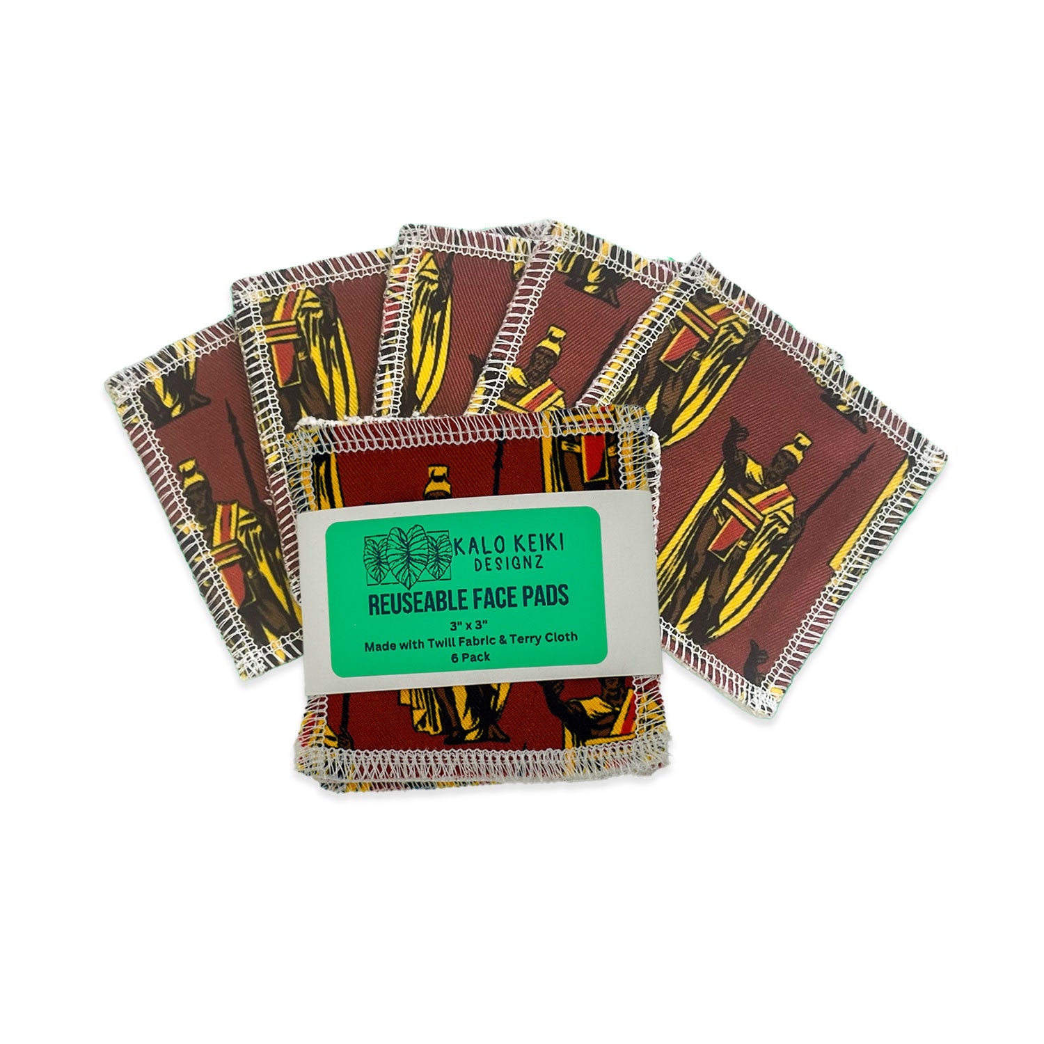 Reusable Sustainable 3" Cloth Face Pads - King Kamehameha Red