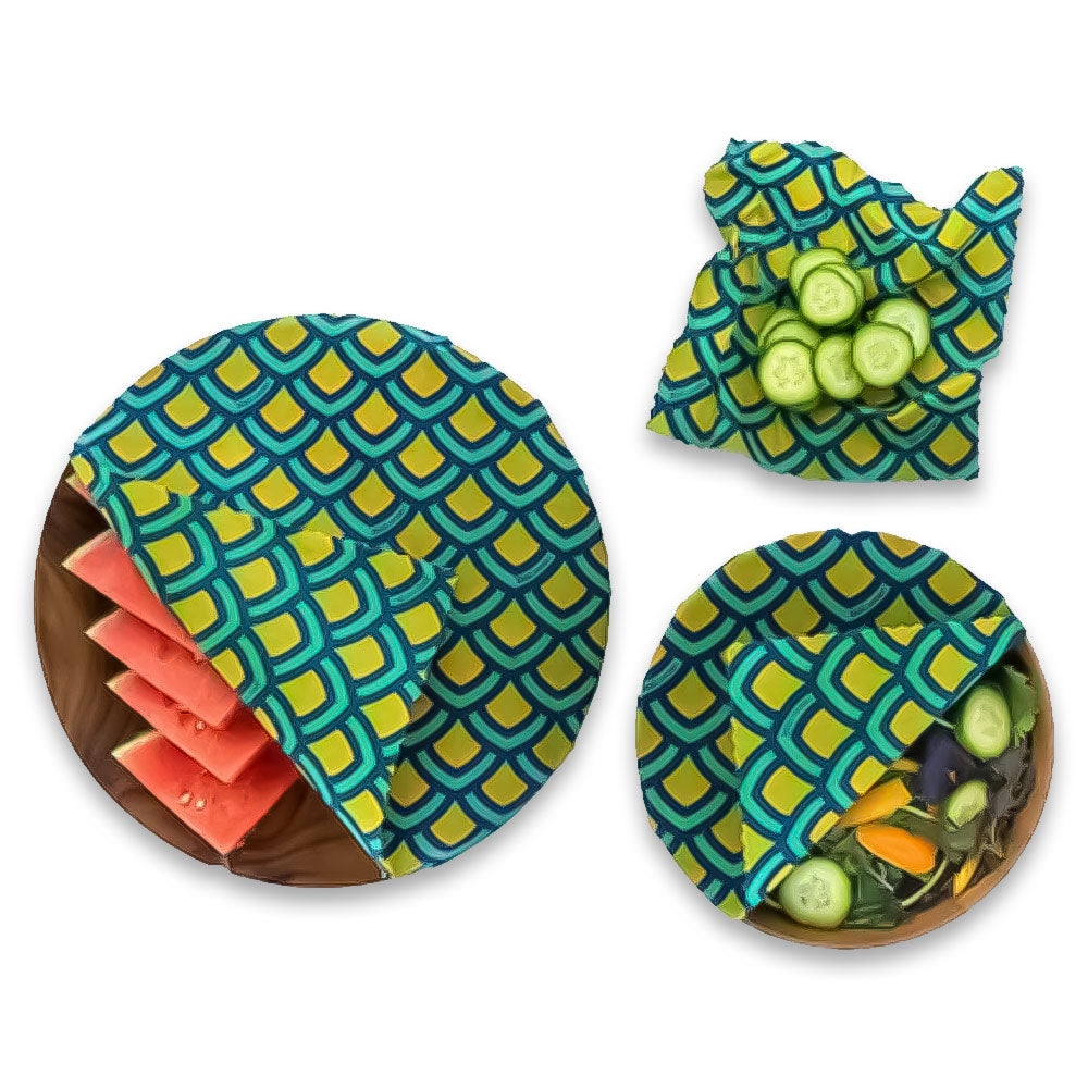 Reusable Handmade Organic Beeswax Food Wraps 3 Pack - Scales