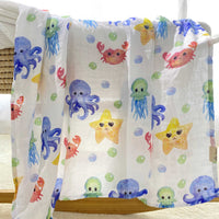 Bamboo Organic Cotton Sea Friends 47" Swaddling Blanket