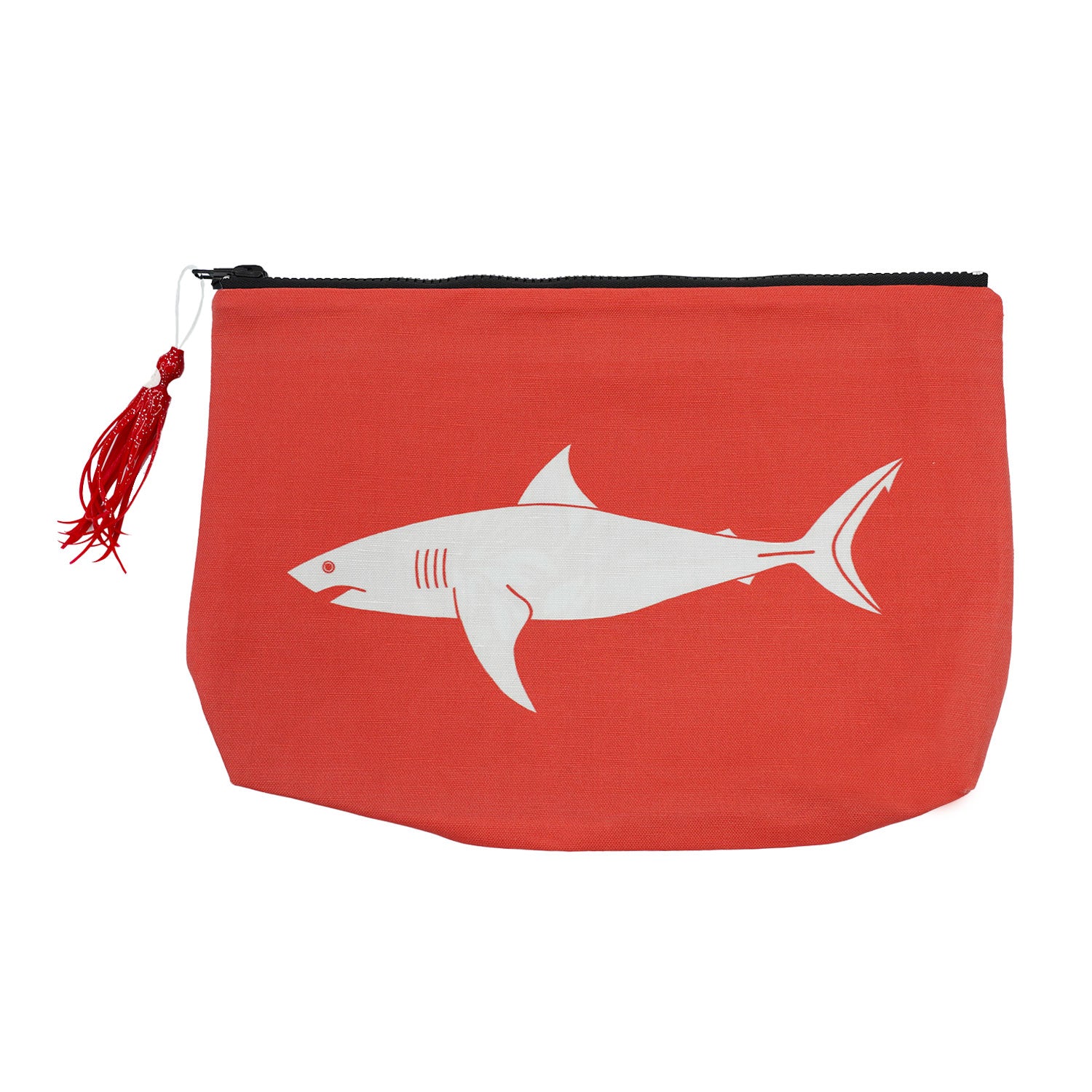 Red Shark Water Resistant Canvas Pouch with Squid Lure Zipper