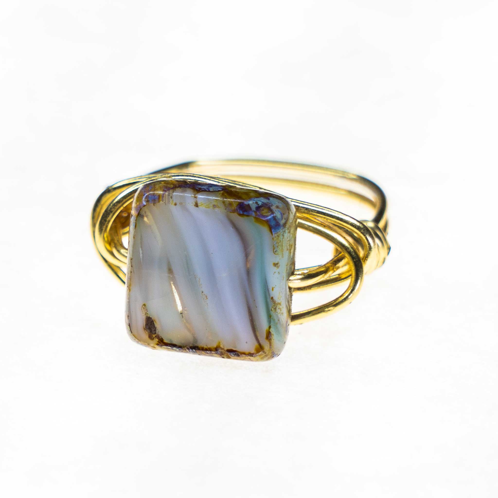 Square Glass Wire Ring
