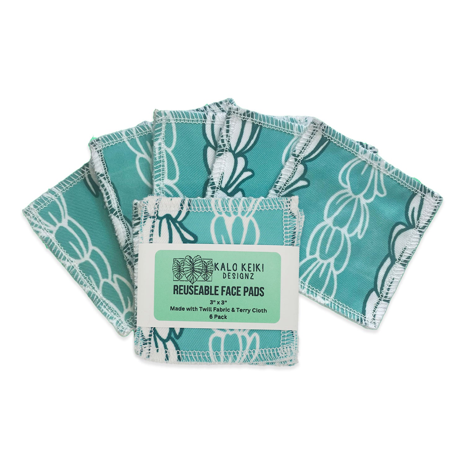 Reusable Sustainable 3" Cloth Face Pads - Pikake Blue