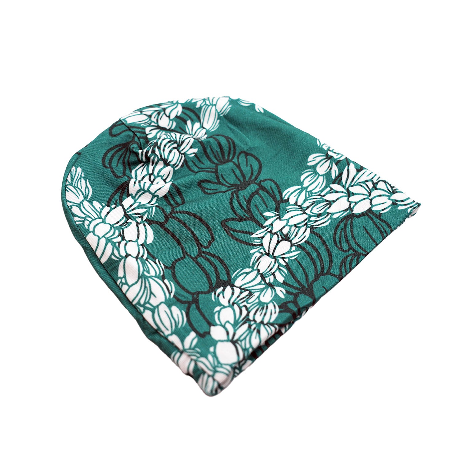 Baby Beanie Modal Fabric Lei Pīkake Print - Peacock