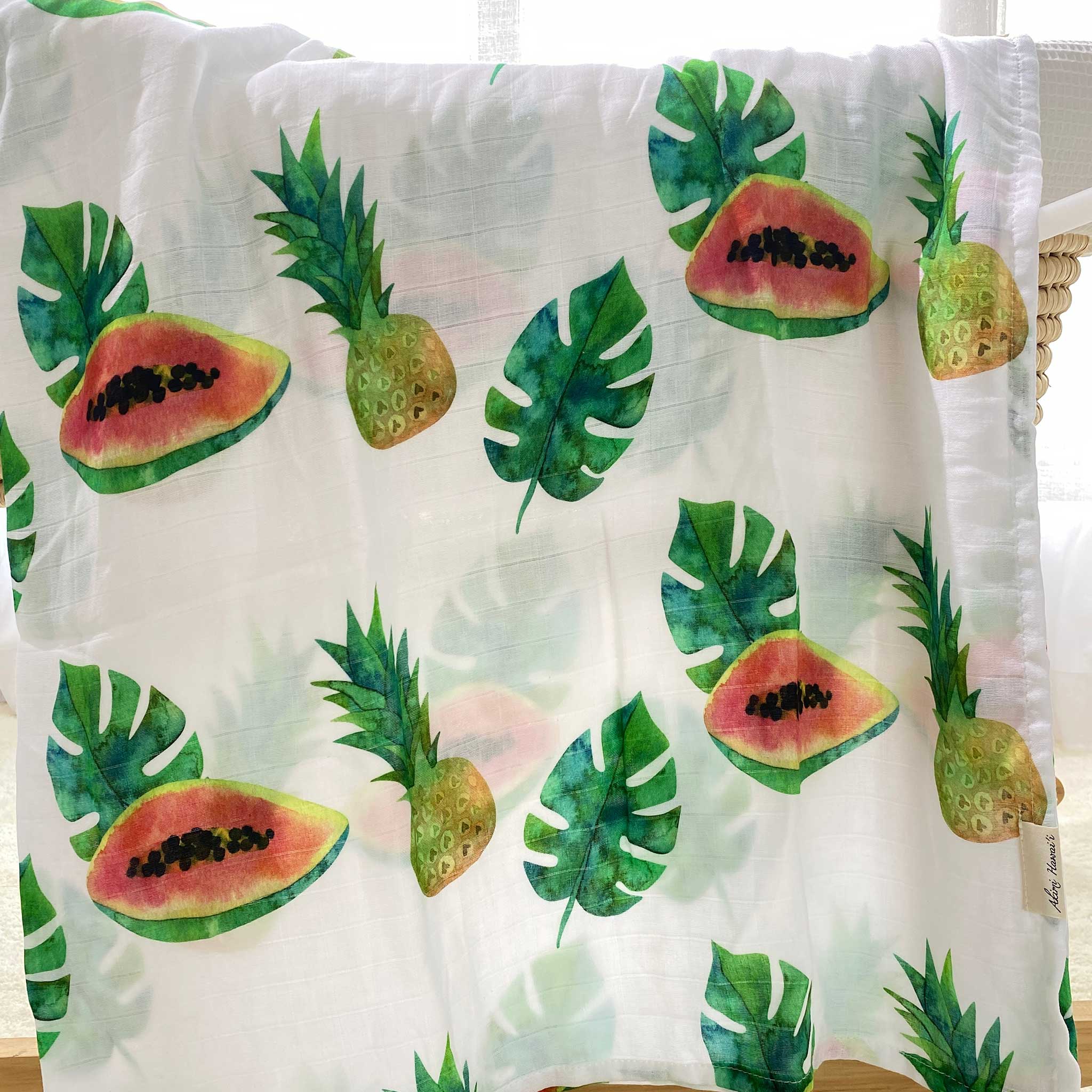 Bamboo Organic Cotton Papaya & Pineapple 47" Swaddling Blanket