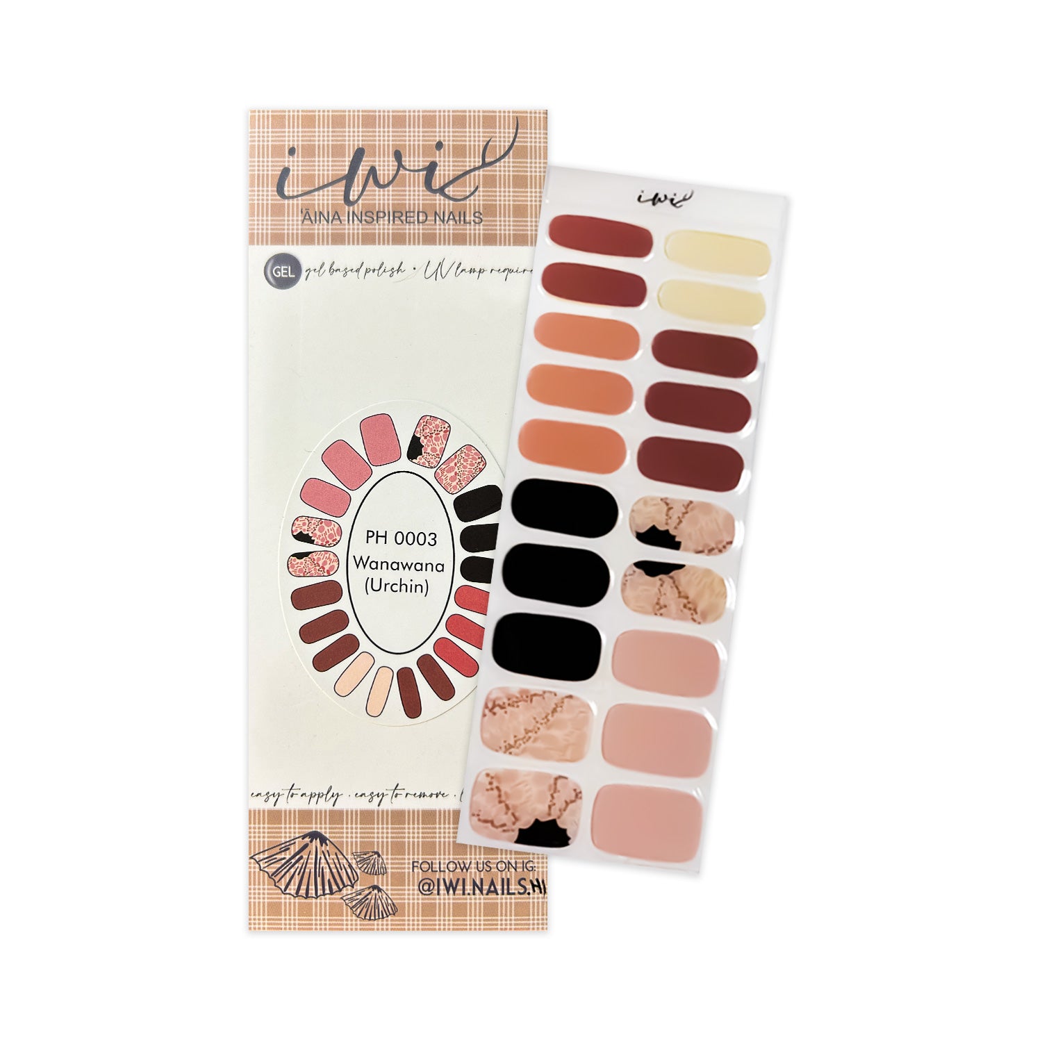 Long-Lasting Gel Nail Strips - ʻĀina Inspired Sea Urchin Design