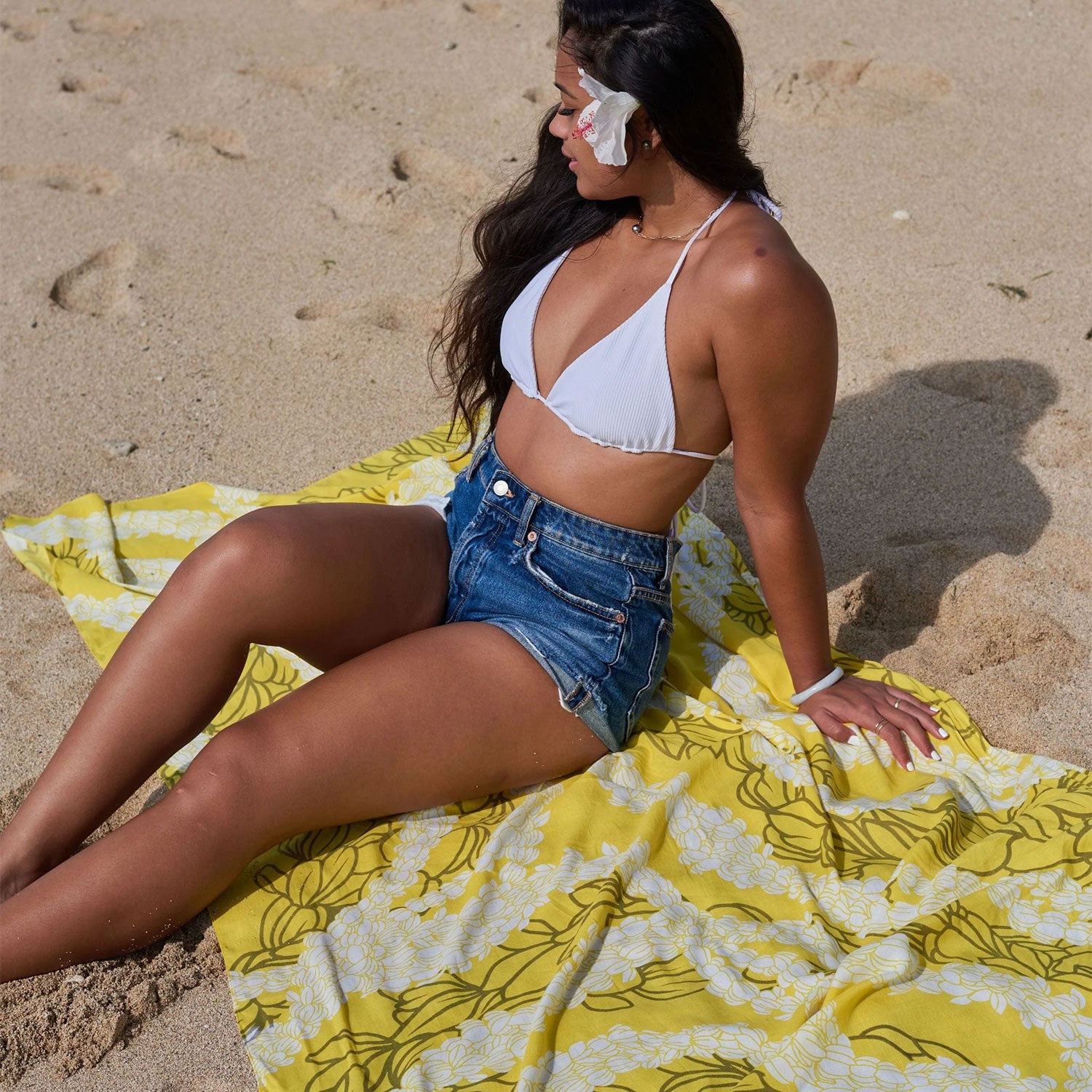 72" Lei Pīkake Print Pareo Coverup - Sunshine