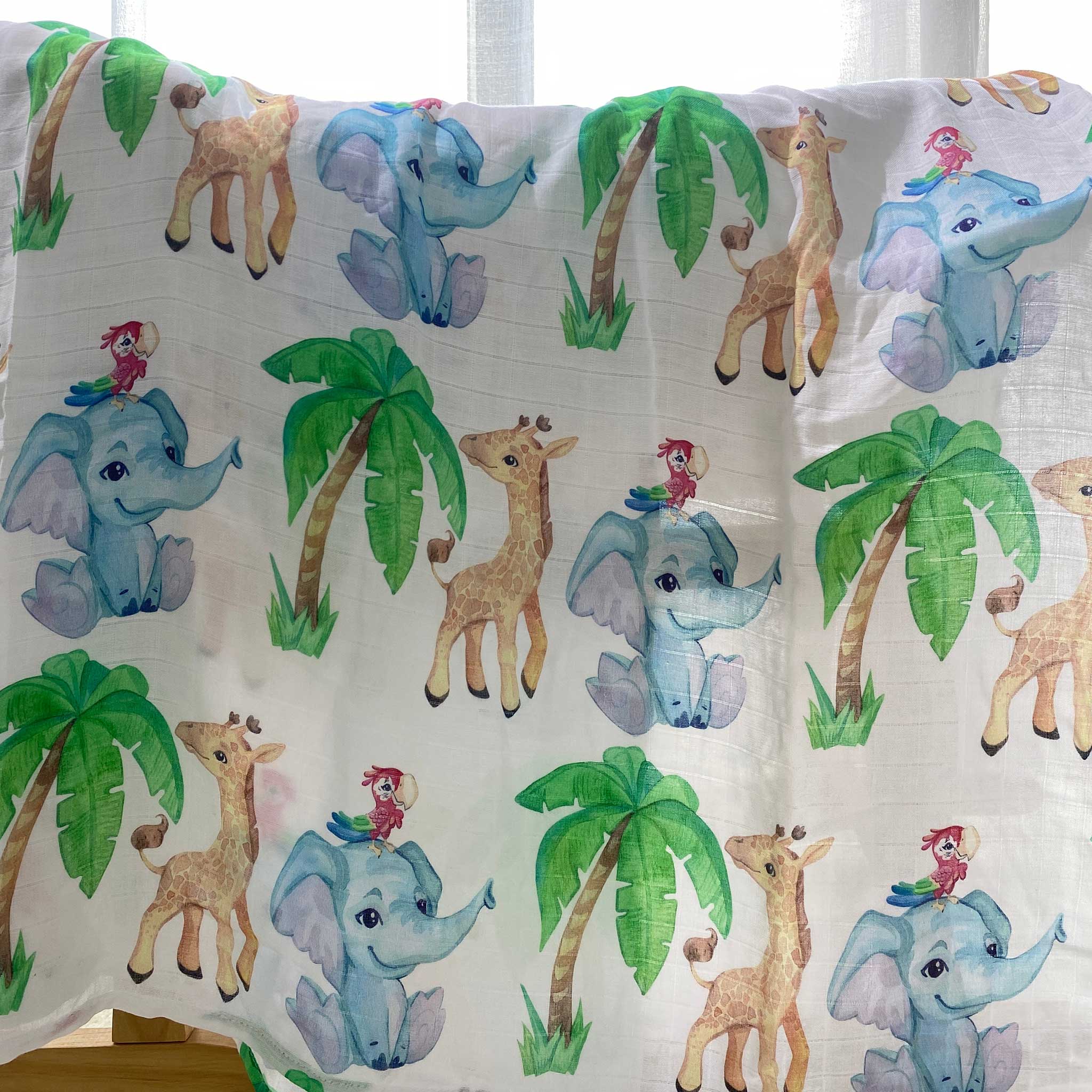 Bamboo Organic Cotton Zoo Friends 47" Swaddling Blanket