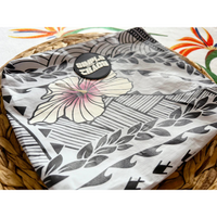 Splash Proof Pouch - Light Gray Hibiscus Tribal