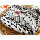 Splash Proof Pouch - Light Gray Hibiscus Tribal